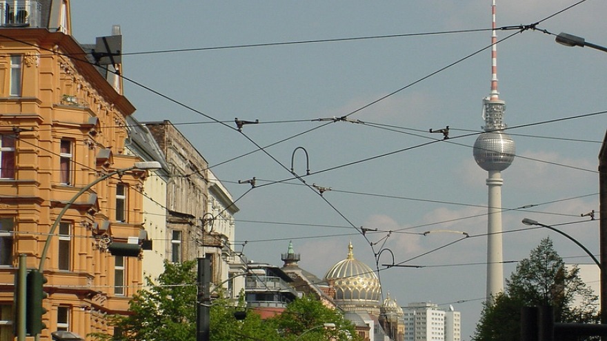 jewish synagogue with Berlin TV tower jewish synagogue with Berlin TV tower